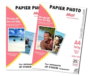 PAPIER PHOTO A4 BLANC MAT